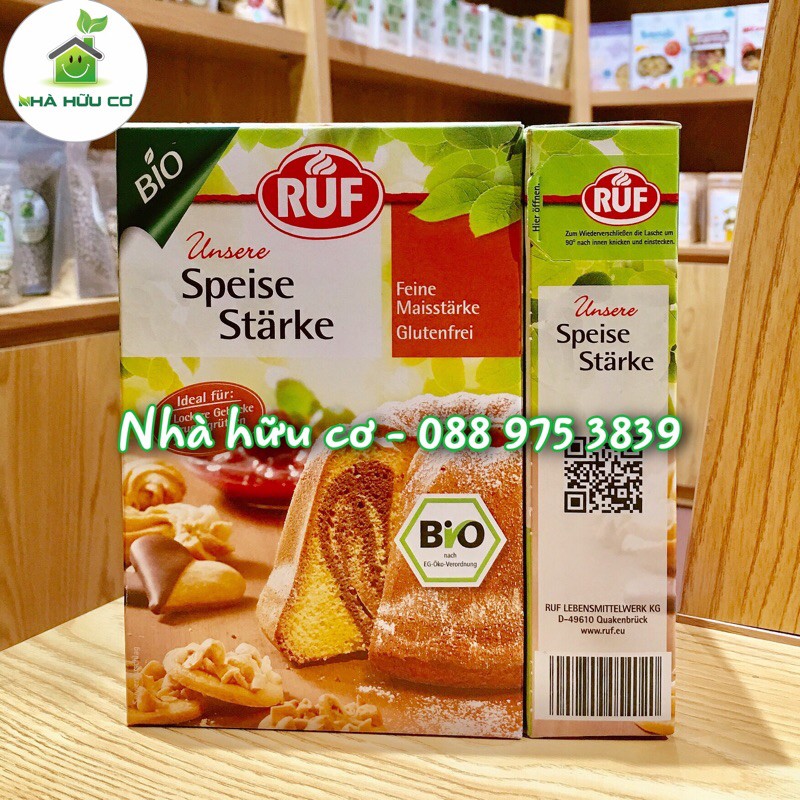 Tinh bột bắp hữu cơ Ruf làm bánh gato, bánh ngọt, pudding, bông lan, làm sệt các món súp, nước sốt ... ( Nhà Hữu Cơ )
