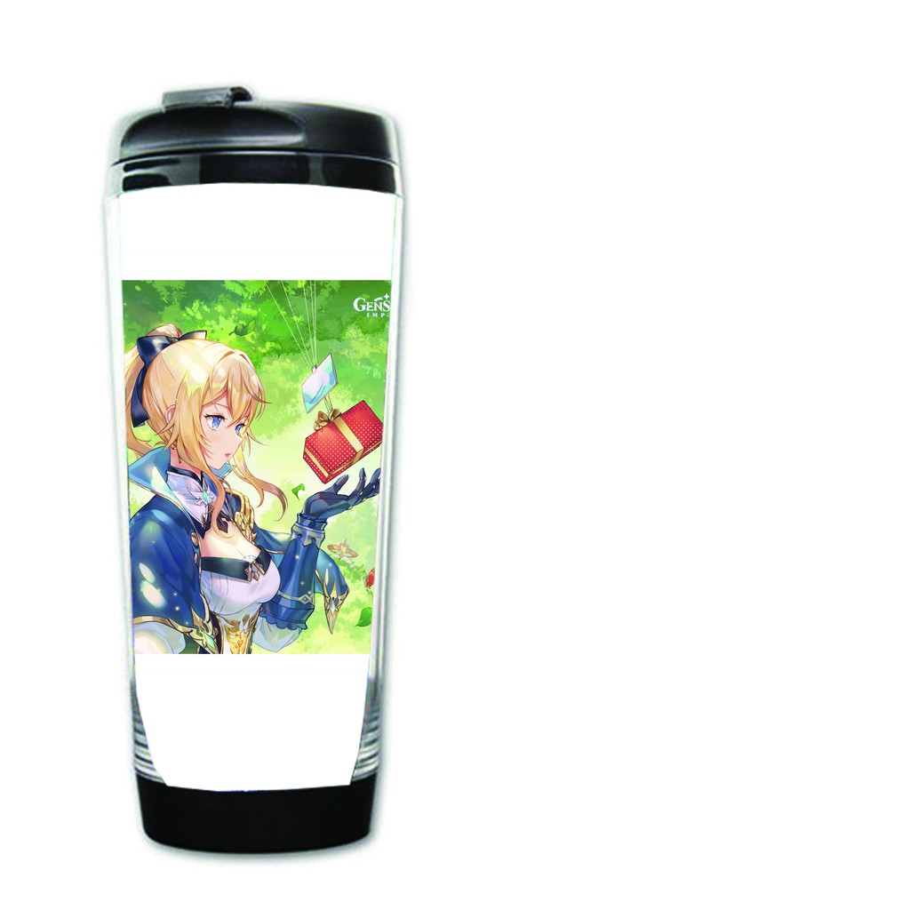 Bình nhựa đựng nước in hình GENSHIN IMPACT game anime chibi tiện lợi độc đáo m2
