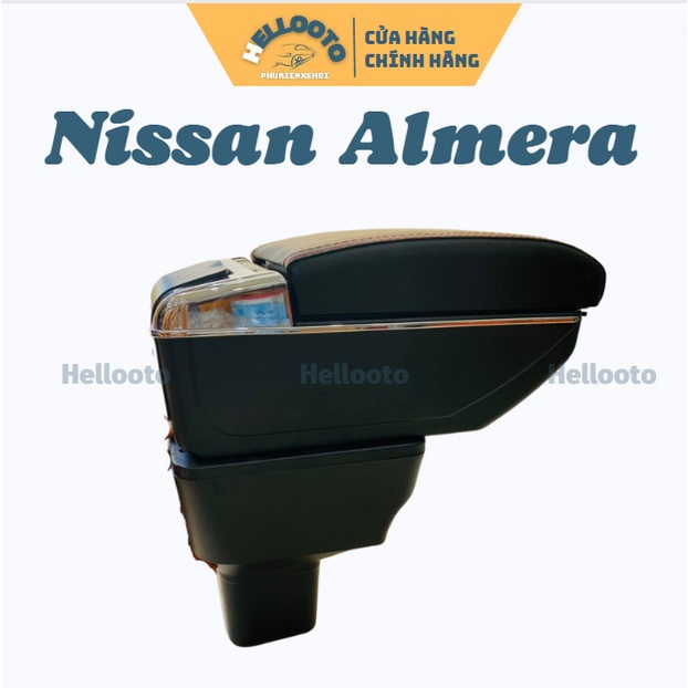 Hộp Tỳ Tay, bệ tỳ tay Xe Nissan Almera 2021 2022 2023 Màu đen 02 -Có Cổng Cắm USB tiện dụng