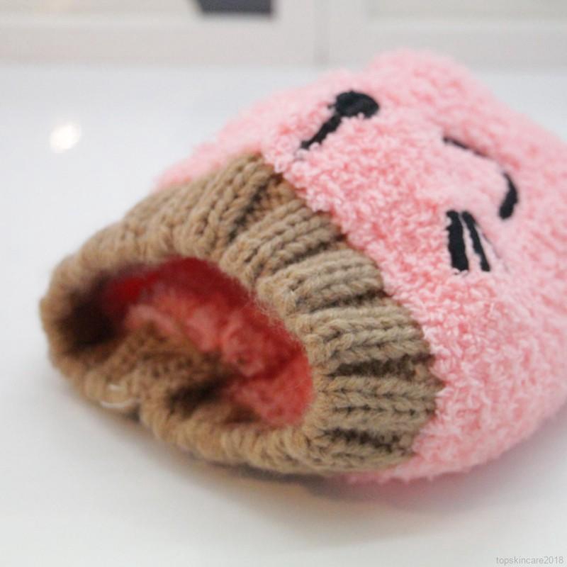 Mũ len cotton hoạt hình ấm áp cho bé vào mùa đông