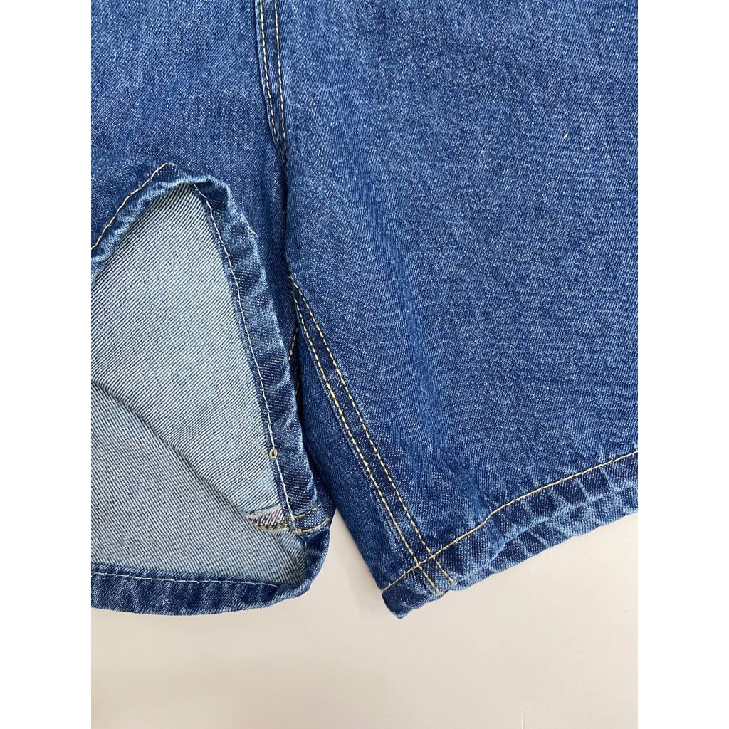 Quần short jean ngố nữ lưng cao Ulzzang Kyubi có nắp túi cá tính [Jean Đậm Nhạt] - Jean Ngố Kyubi JN5T