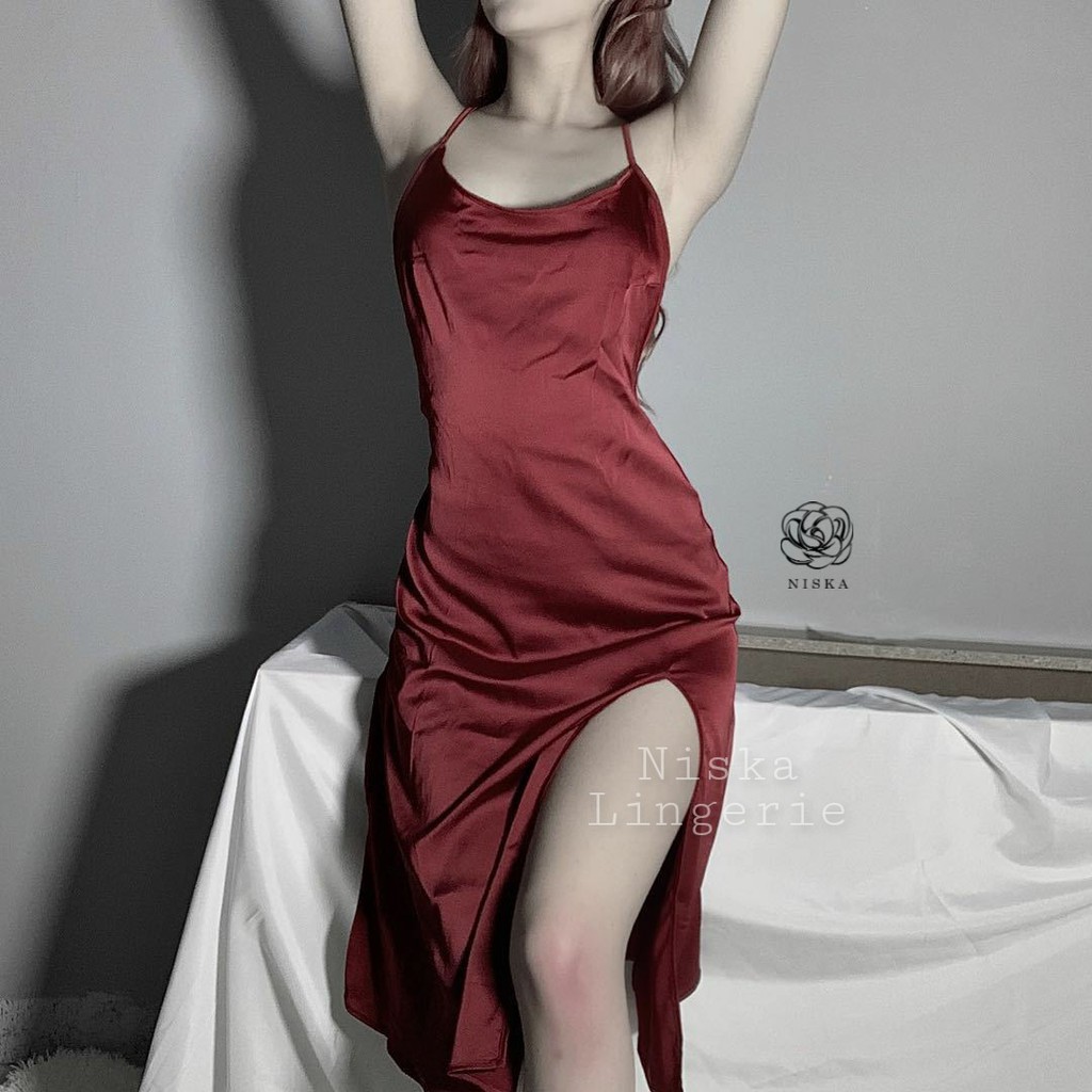 Đầm ngủ maxi satin (2 phiên bản màu) - Mã D200