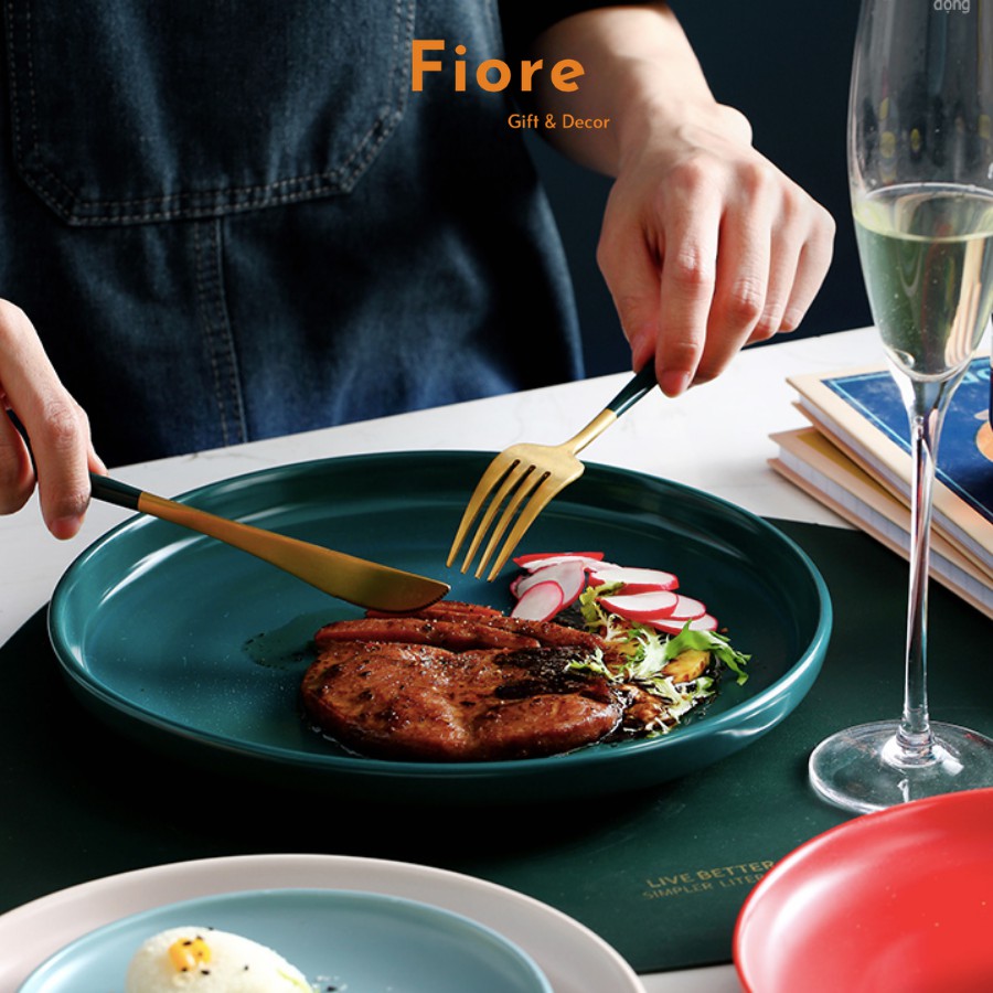 Đĩa sứ - đĩa tròn macaron với nhiều màu và nhiều size - phụ kiện bàn ăn
