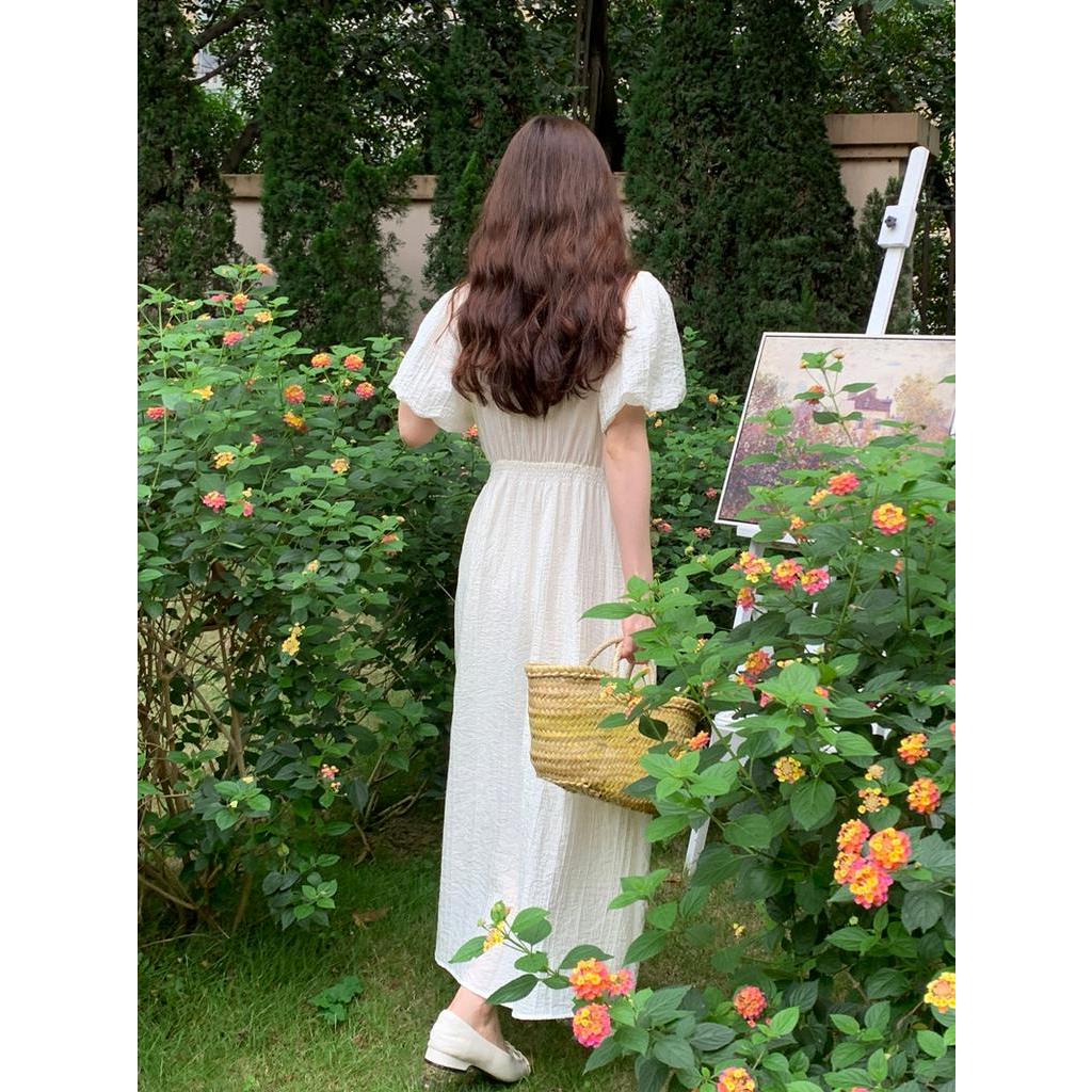 Đầm Cổ V Tay Phồng Thời Trang Pháp Quý Phái 63132