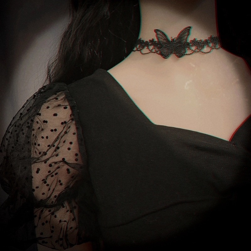 Vòng Cổ Choker Hình Bướm Màu Đen Phong Cách Hàn Quốc