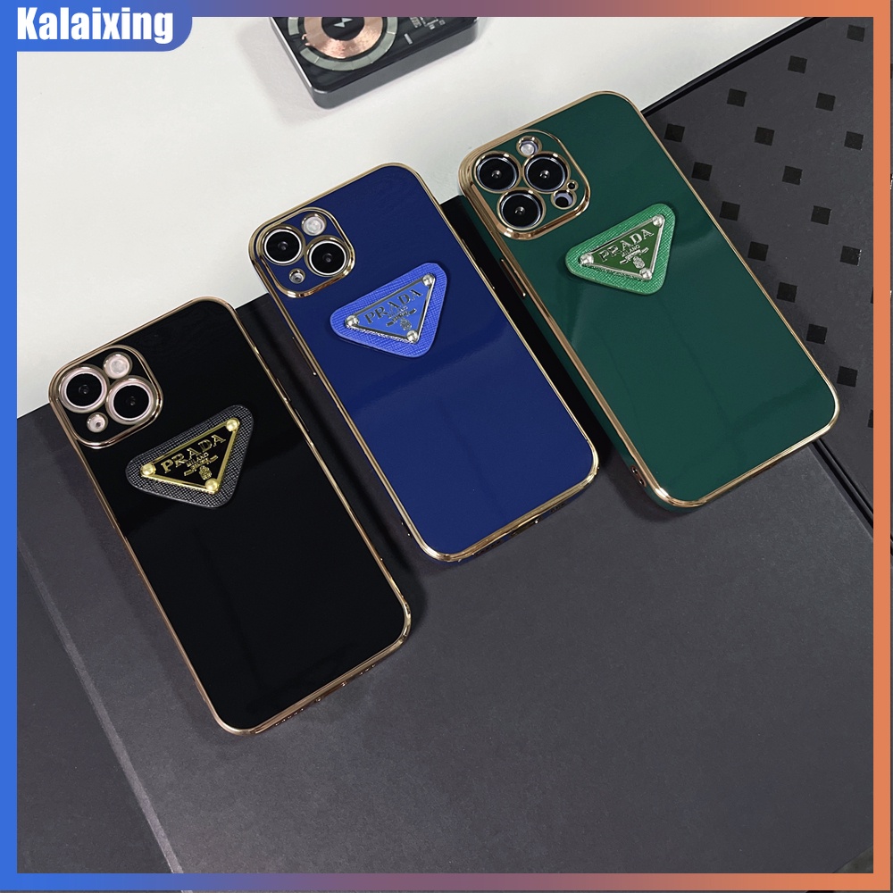 PRADA Ốp Điện Thoại Mềm Hình Tam Giác 3D Cho iPhone 14 Pro Max 13Pro 12 11 Pro Max X Xr Xs Max 7Plus 8Plus 6Plus