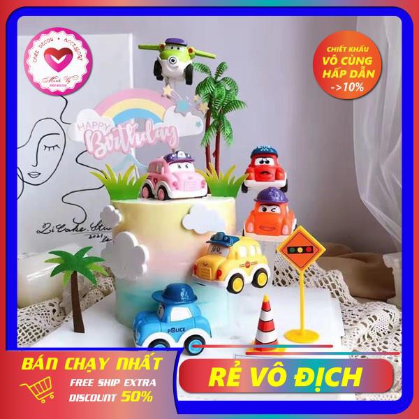 bộ oto 6 chiếc | Phụ kiện bánh kem | Trang trí bánh sinh nhật