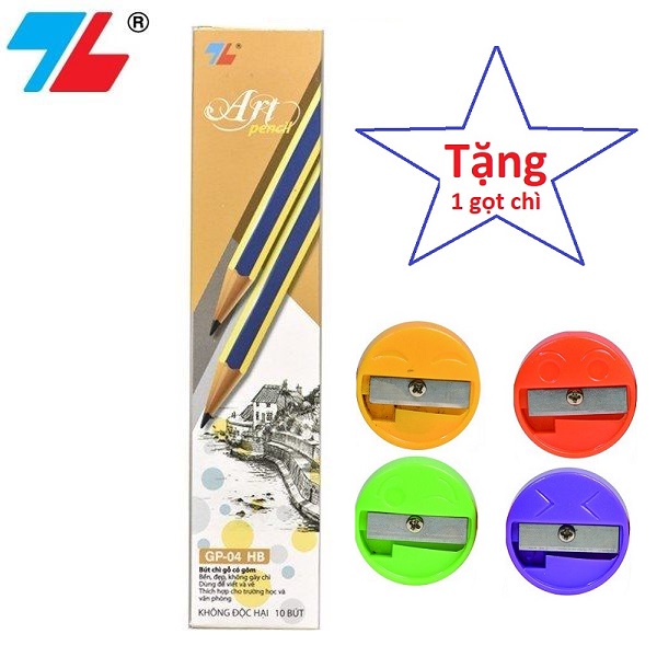 Hộp 10 cây bút chì gỗ thân lục giác 2B/HB Thiên Long GP-01 / GP-04