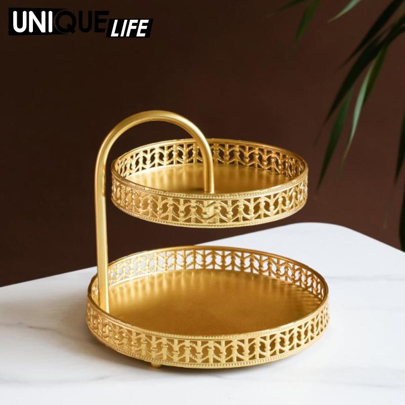 2 Lớp Sắt Trang Trí Khay Trái Cây Vege Đứng Trang Trí Nhà Sọc