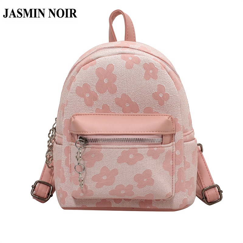 Ba Lô JASMIN NOIR Nữ Vải Canvas Đính Núm Tua Xinh Xắn