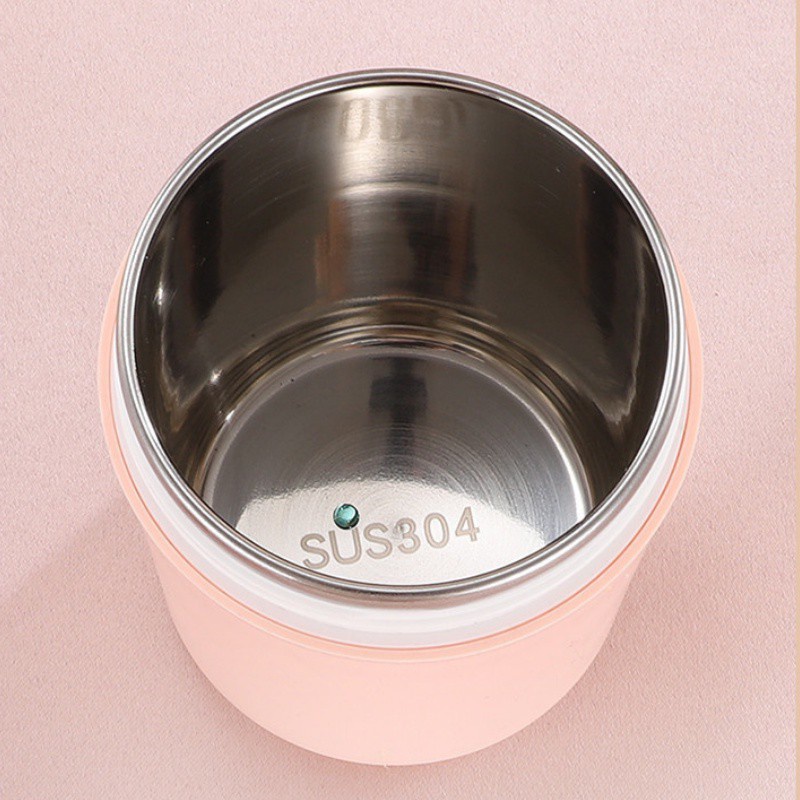Cốc Đựng Canh Inox 304 Kèm Muỗng Riêng, Hộp Đựng Cháo Canh Soup Bền Đẹp Có Tay Xách Nắp Đậy - TomHouseVN