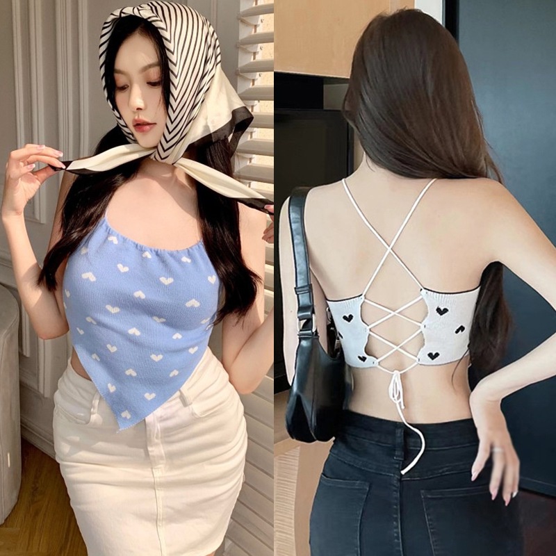 Áo Hai Dây Dệt Kim Dáng Ôm Phong Cách Hàn Quốc Quyến Rũ Dành Cho Nữ