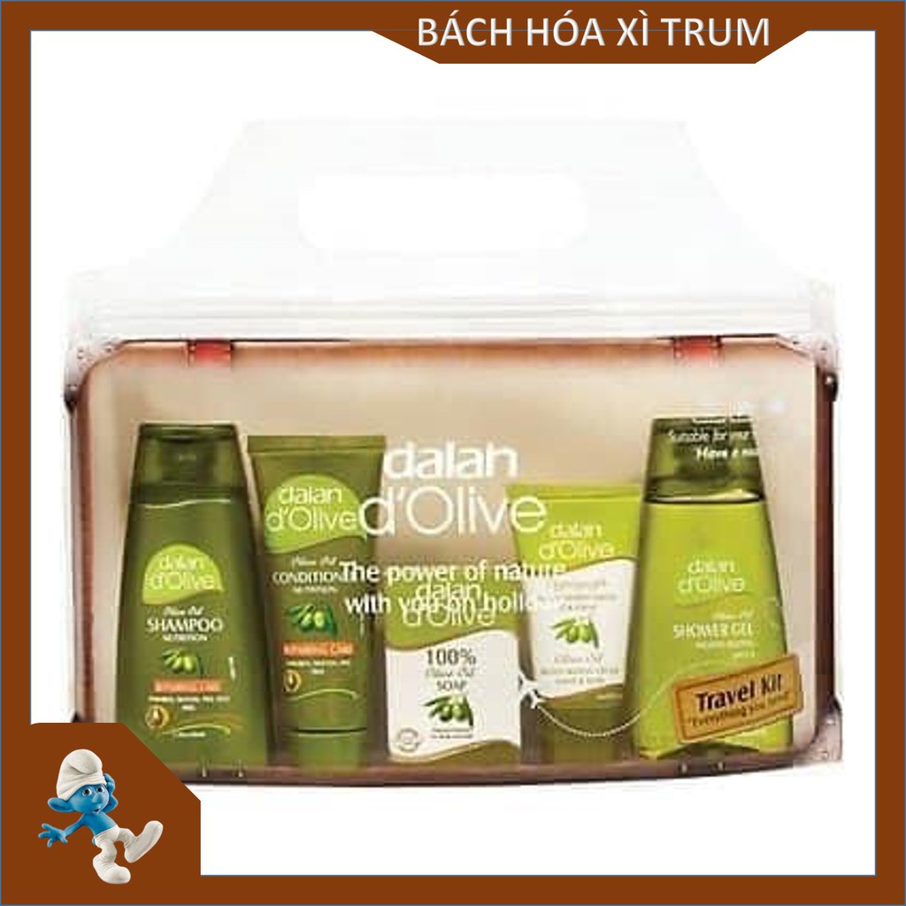 Bộ Kit Dalan d'olive Travel gồm Dầu gội, Dầu xả, Sữa tắm, Kem dưỡng, Xà phòng tắm gội được chiết xuất 100% tự nhiên