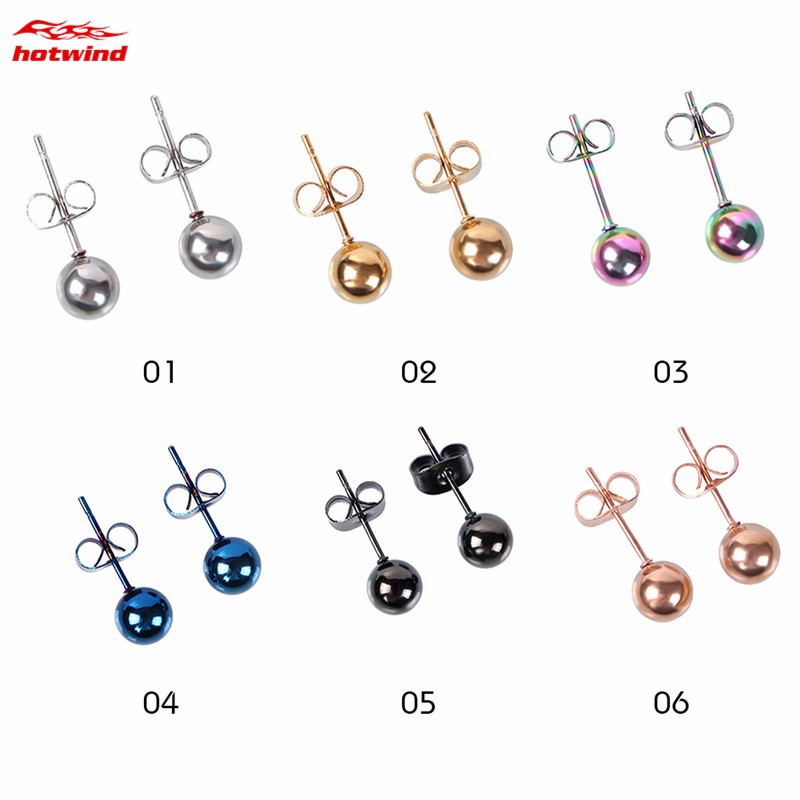 Khuyên tai thiết kế viên bi tròn mini 5mm/6mm chống dị ứng có đủ màu