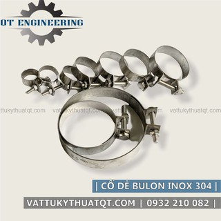 Cổ Dê Bulong Inox 304, Cổ Dê Siết Ống (Độ siết từ 90-400mm) [VATTUKYTHUATQT.COM]