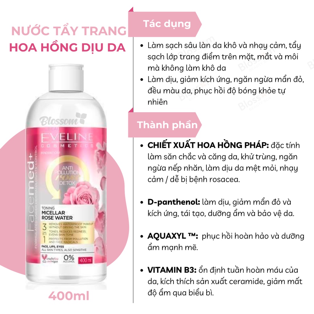 Tẩy trang micellar của Eveline dòng facemed 400ML