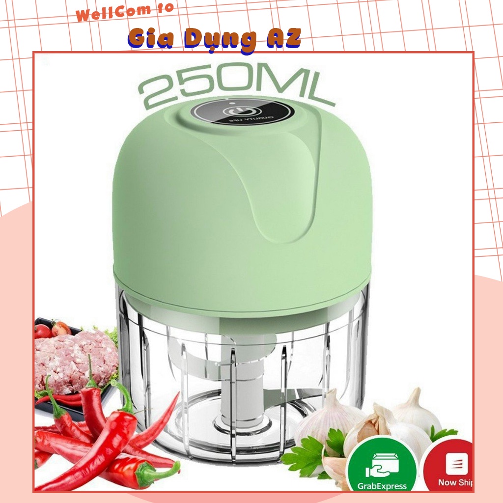 Máy xay sinh tố cầm tay mini xay thịt hành tỏi rau củ quả đa năng sạc điện mẫu mới 250ml AZ D1