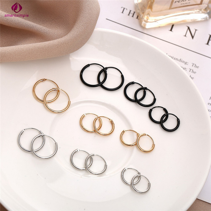 Khuyên tai kim loại dáng tròn thời trang cho nữ