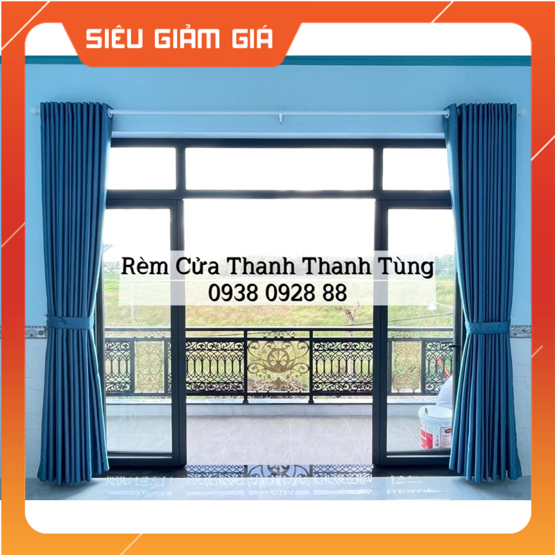 Rèm cửa, màn cửa màu XANH chống nắng cao cấp, cản sáng, may theo yêu cầu