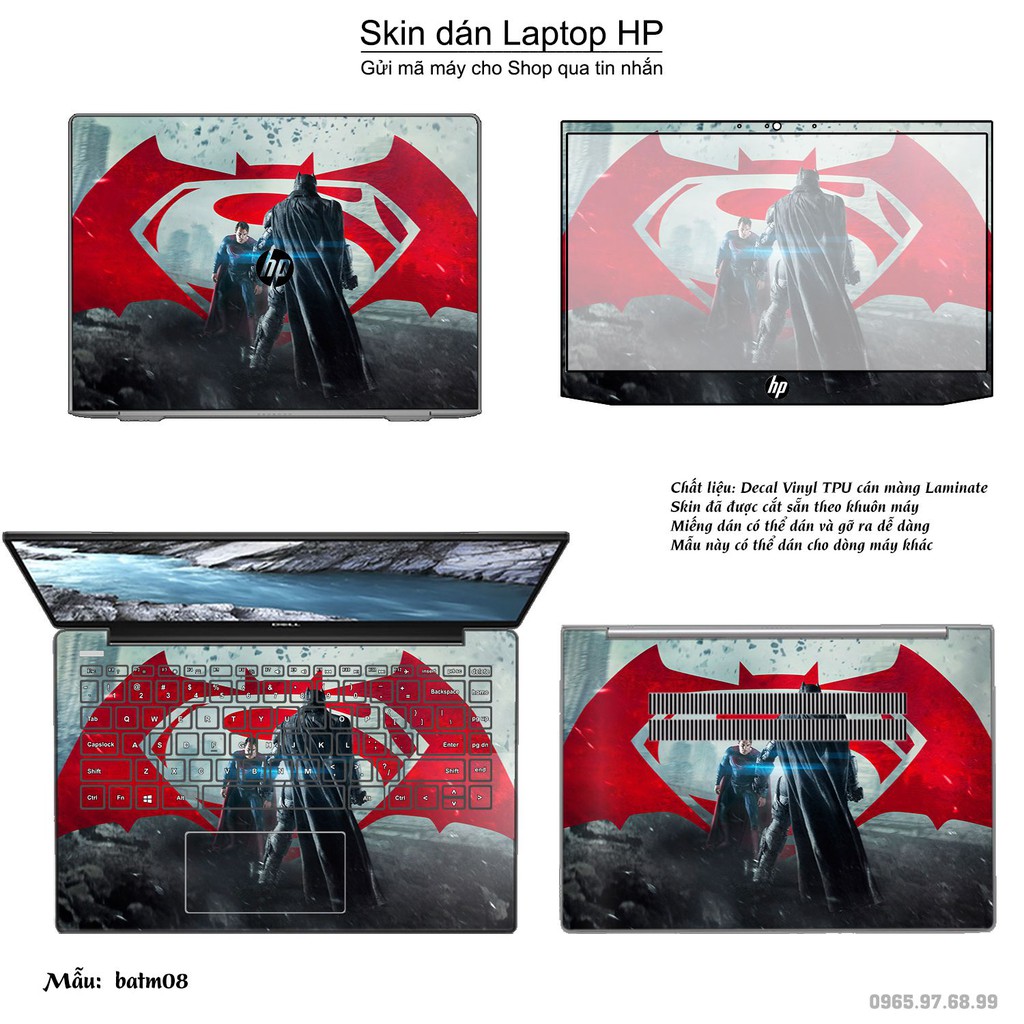 Skin dán Laptop HP in hình Người dơi (inbox mã máy cho Shop)