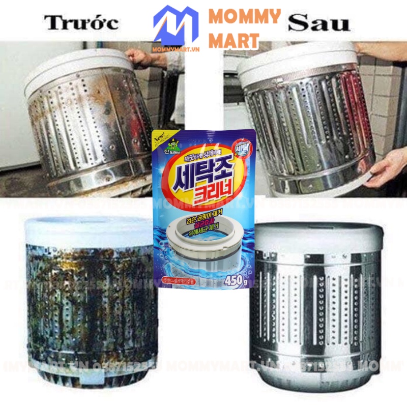 Bột vệ sinh lồng giặt, tẩy lồng giặt Hàn Quốc chính hãng Sandokkaebi gói lớn 450g Mommymart