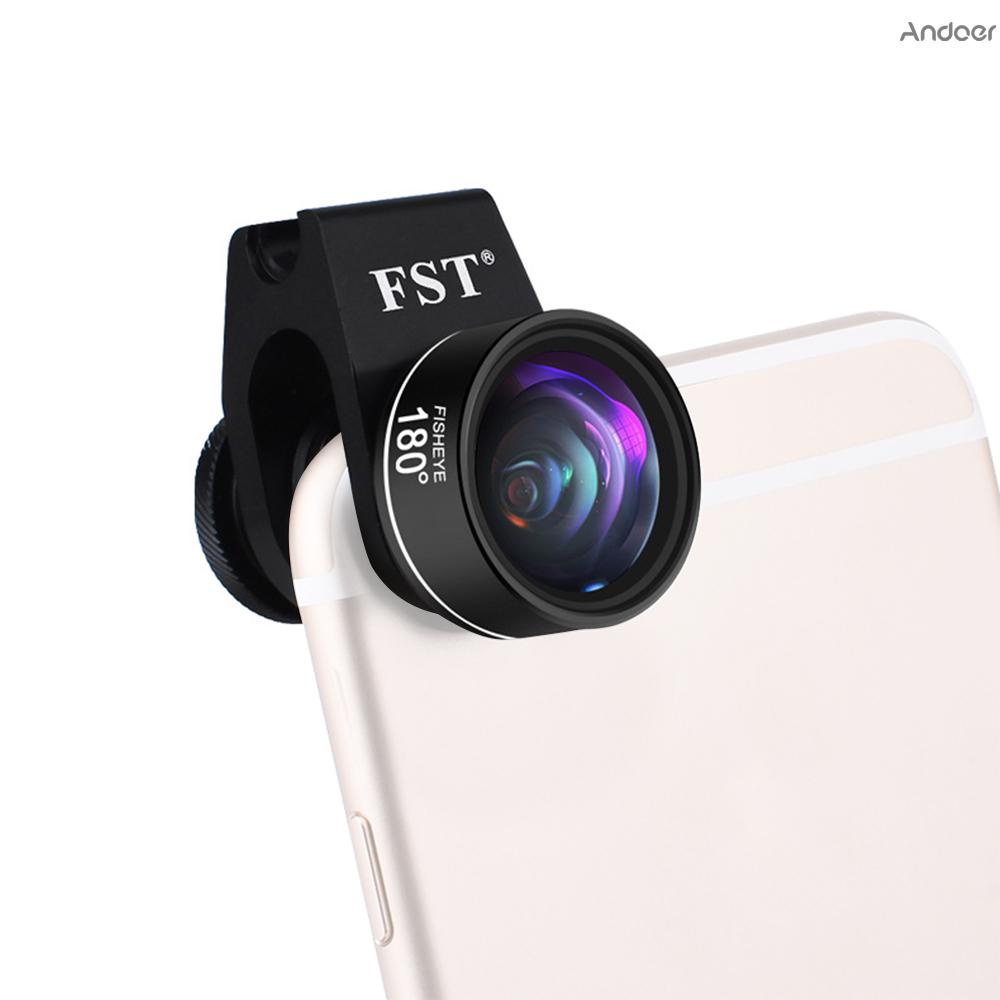 ✧   Clip-on Phone Camera Lens Phone Lens Kit 4 in 1 Including 180°Fisheye Lens 120°Wide Angle Lens 20X Macro Lens 2.0X Telephoto Lens with Lens Clip Wiping Cloth Storage Bag EVA Bag