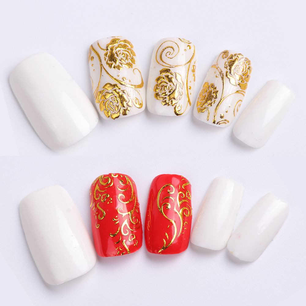 Miếng dán móng tay màu đồng 3D nghệ thuật