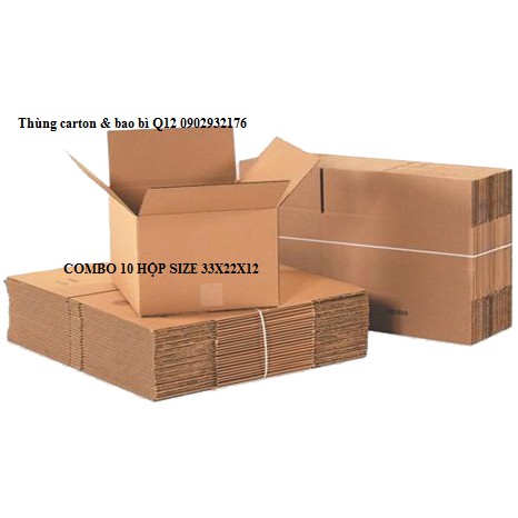 Thùng carton đóng hàng hóa size 33x22x12 - combo 10 thùng