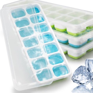 Set 2 khay làm đá silicon kèm nắp