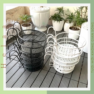 Combo 5 giỏ sắt treo ban công hình tròn, giá treo chậu lan can hoa ban công, decor - trang trí mẫu mới, hiện đại 24x23cm