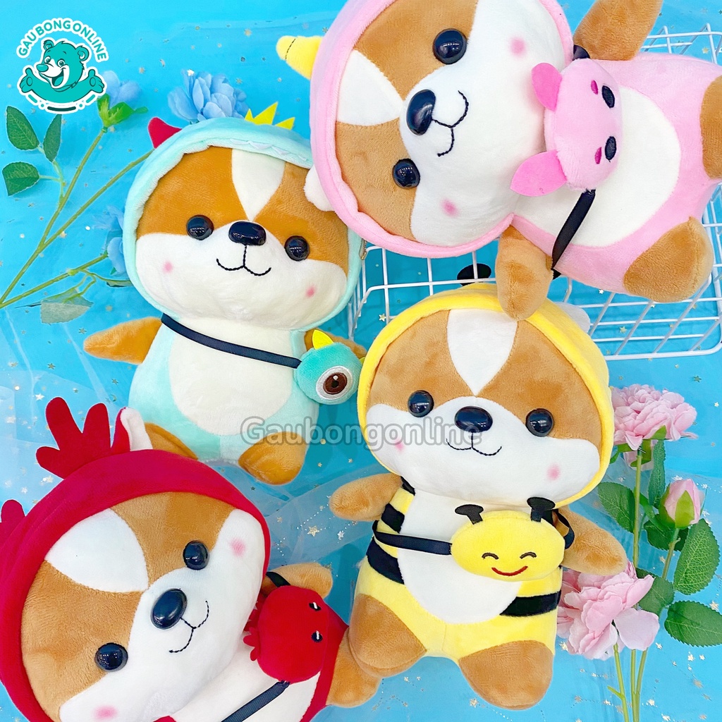 Gấu Bông Chó Shiba Cosplay mềm mịn size nhỏ 25 cm. Hàng cao cấp cho trẻ nhỏ.