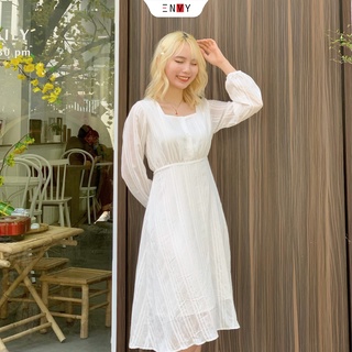 Đầm chữ A xô dệt nổi ENVY D75 hai lớp