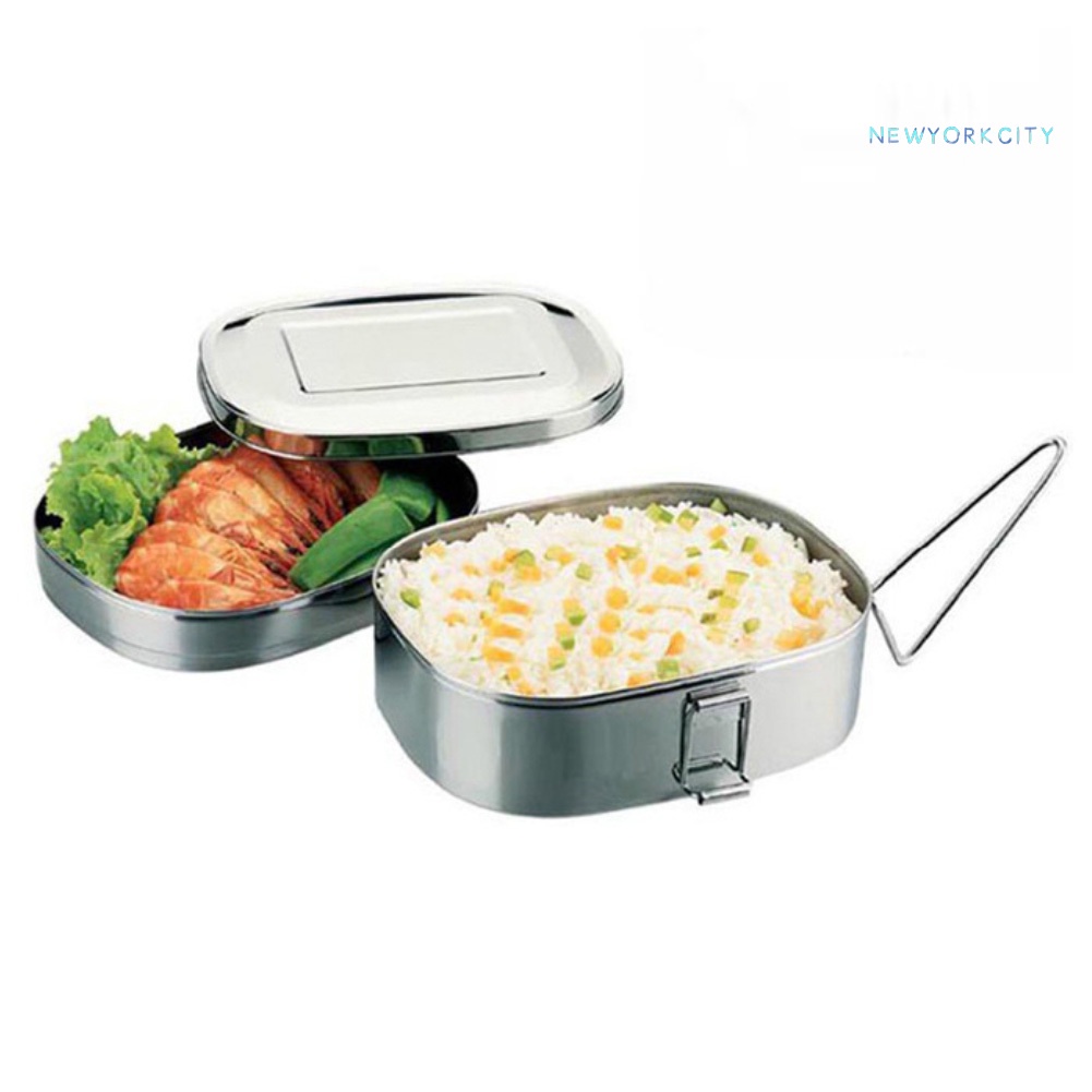 Hộp Đựng Thức Ăn Trưa Hình Chữ Nhật Bằng Thép Không Gỉ