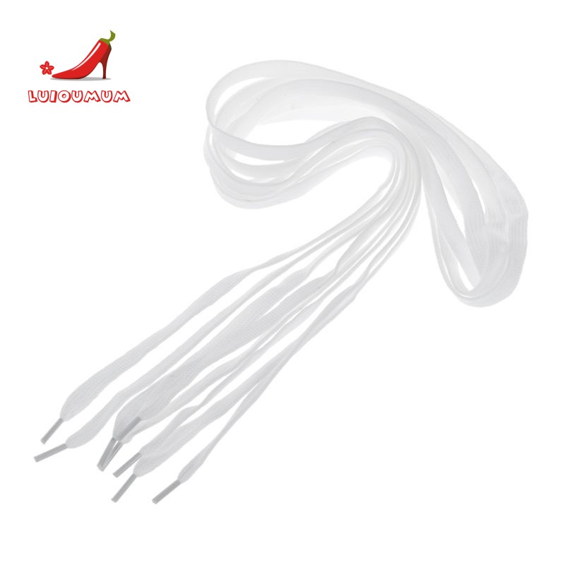 Bộ 2 cặp dây giày thể thao dẹt màu trắng