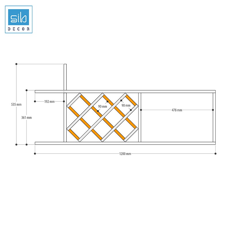 Kệ Rượu Treo Tường Kèm 02 Giá Treo Ly Inox SIB DECOR