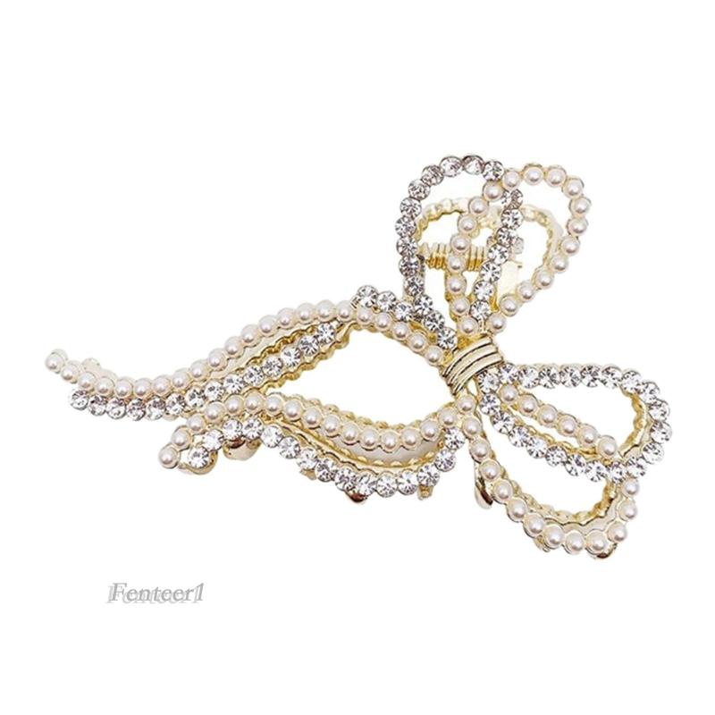 [Fenteer1] Kẹp Tóc Móng Vuốt Đính Nơ Chống Trượt Thanh Lịch Cho Tóc Dày