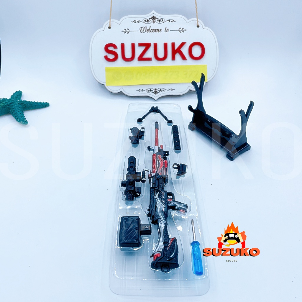 Mô hình M249 pubg kim loại lắp ráp mini nhiều skin độc đáo dài 20cm đồ chơi lắp ghép tặng kèm kệ đỡ trưng bày