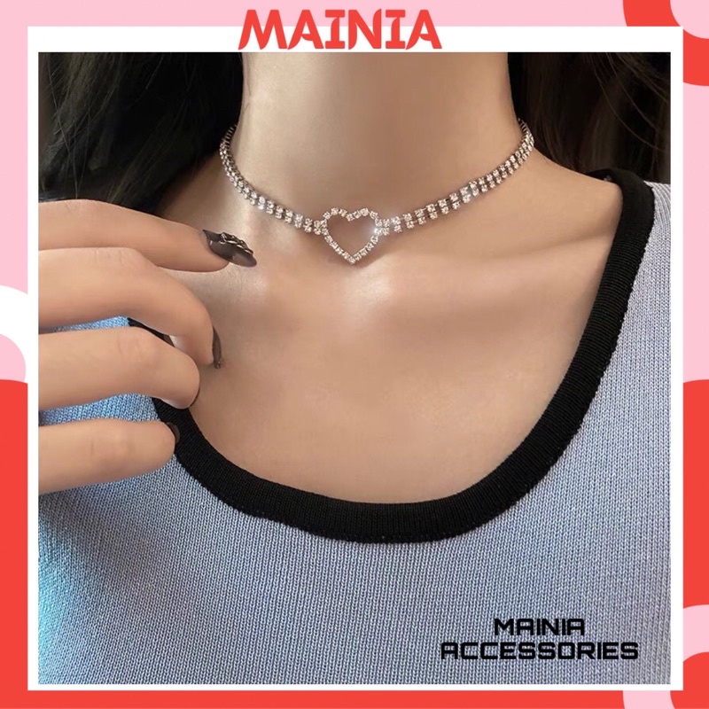 Choker Vòng Cổ Hàn Quốc Hình Trái Tim Đính Đá Siêu Xinh Mainia Shop