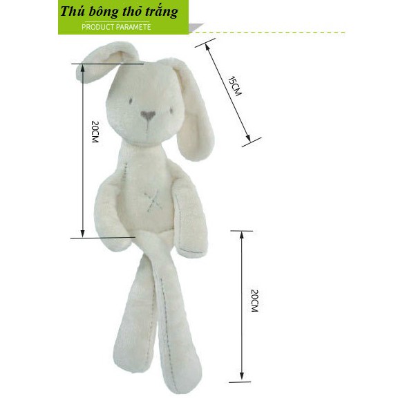 Thú bông cầm tay thỏ trắng, gấu ghi cho bé 33cm