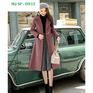 ÁO KHOÁC DẠ MĂNG TÔ NỮ DÁNG DÀI MÀU RUỐC CỔ VEST DN15 THOITRANGHD COM