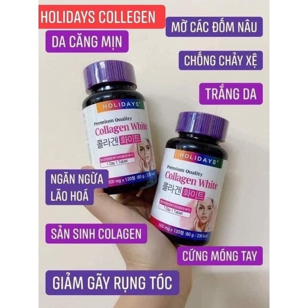 Viên COLLAGEN WHITE HOLIDAY cấp ẩm,đẹp da giúp căng bóng