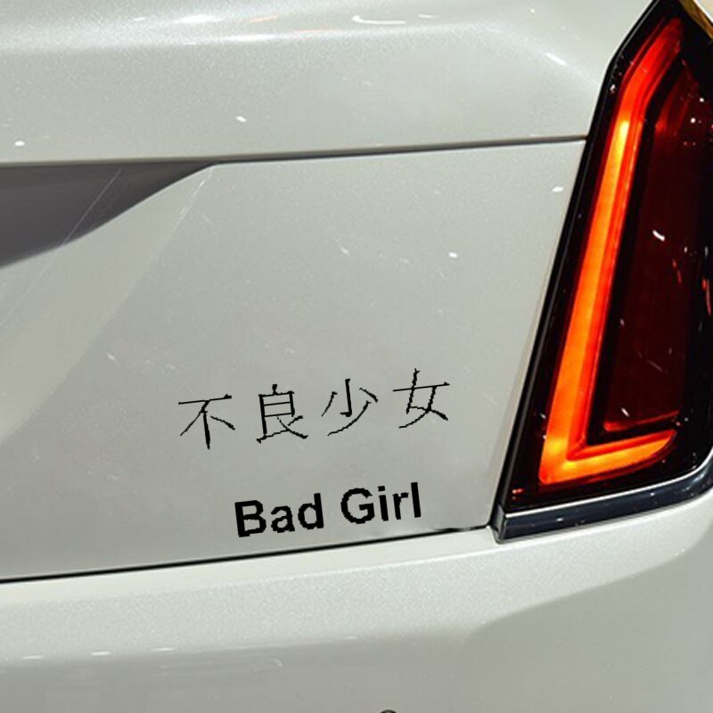 Miếng sticker chữ BAD GIRL tiếng Kanji Trung Quốc dán trang trí ô tô 15cmx8.3cm