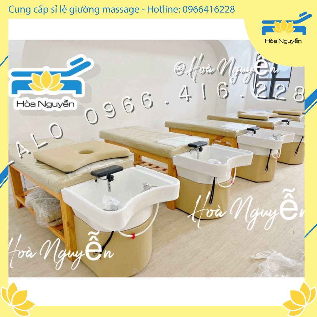 Giường gội đầu chất liệu gỗ thông