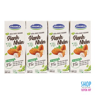 Lốc 4 hộp sữa đậu nành hạnh nhân Vinamilk - 180ml
