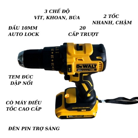 Máy khoan pin Dewa.lt 20v, khoan pin không chổi than, máy khoan cầm tay kèm 24 phụ kiện, bảo hành 12 tháng, hàng loại 1