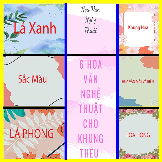 Khung Toan Thêu Tranh In Sẵn Hoa Văn Nghệ Thuật  , ( 3 TRONG 1), Tặng móc treo tranh , In Hình Miễn Phí