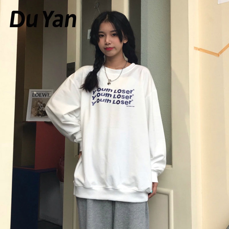 Áo Sweater Dài Tay Dáng Rộng Thời Trang Hàn Quốc Đơn Giản Dành Cho Nữ