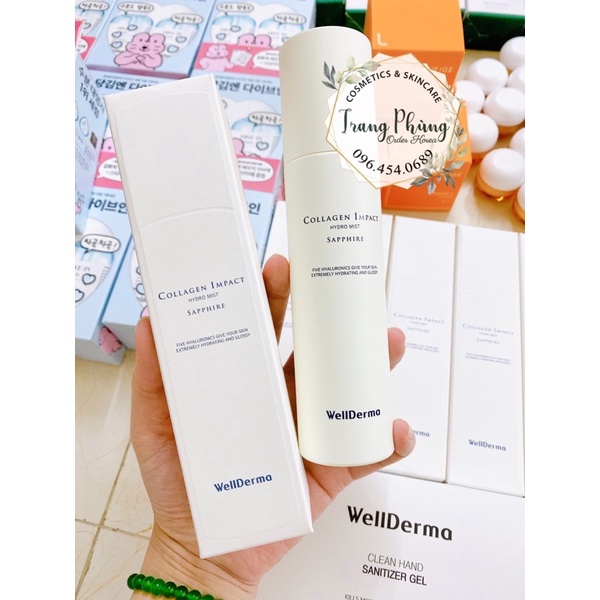 Xịt khoáng cấp nước bổ sung collagen Wellderma Sapphire collagen impact hydro mist 150ml