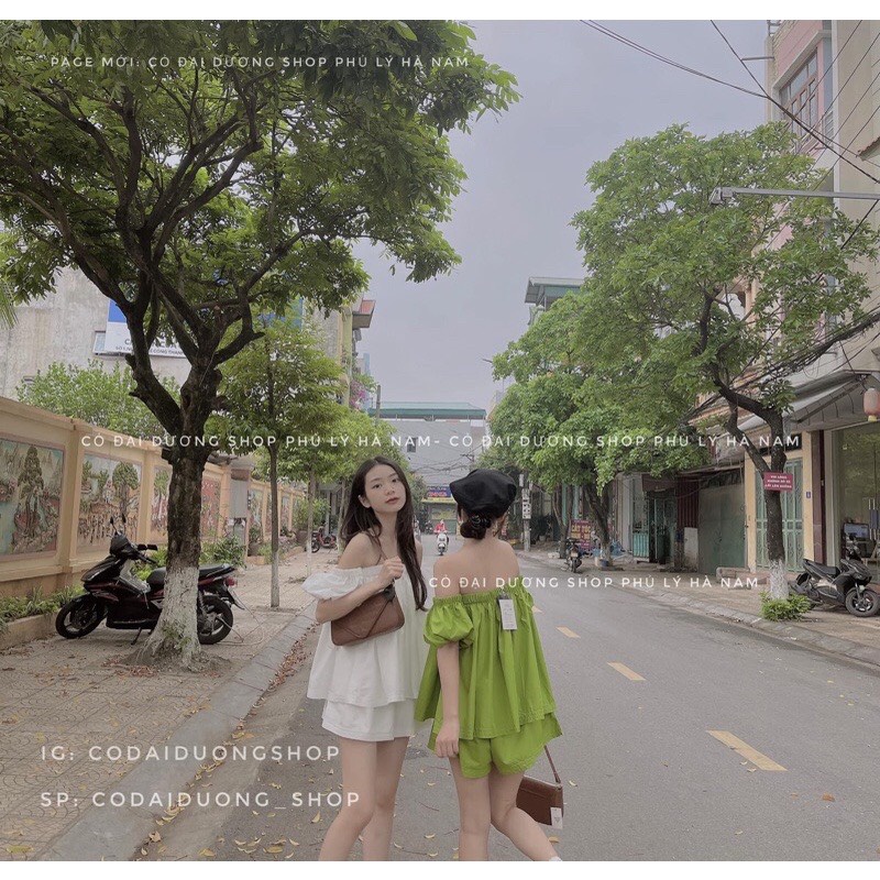 Set Đồ Nữ, Bộ Đồ Áo Nữ Trễ Vai Dáng Bồng Bềnh Chất Đũi Siêu Xinh | BigBuy360 - bigbuy360.vn