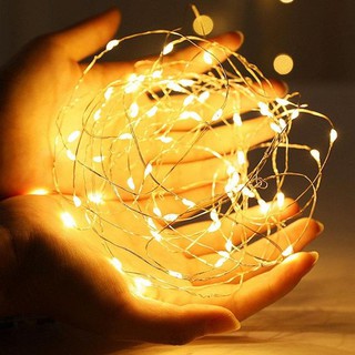 Dây đèn LED trang trí đom đóm, fairy light trắng, vàng, bốn màu sợi mỏng dùng pin AAA